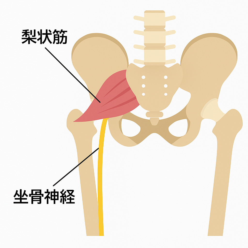 坐骨神経の走行を示したイラスト図解