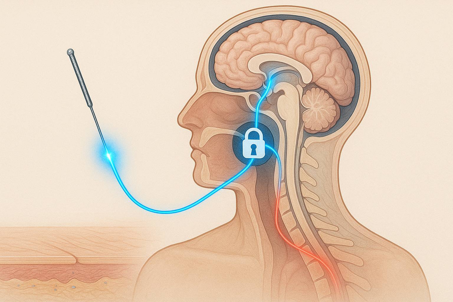 ゲートコントロール理論とβ-エンドルフィン放出による鎮痛作用のイメージ図