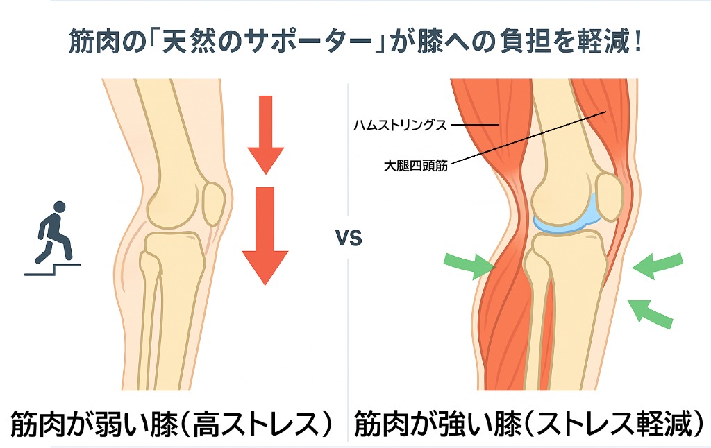 膝の天然のサポーターをわかりやすく図解。